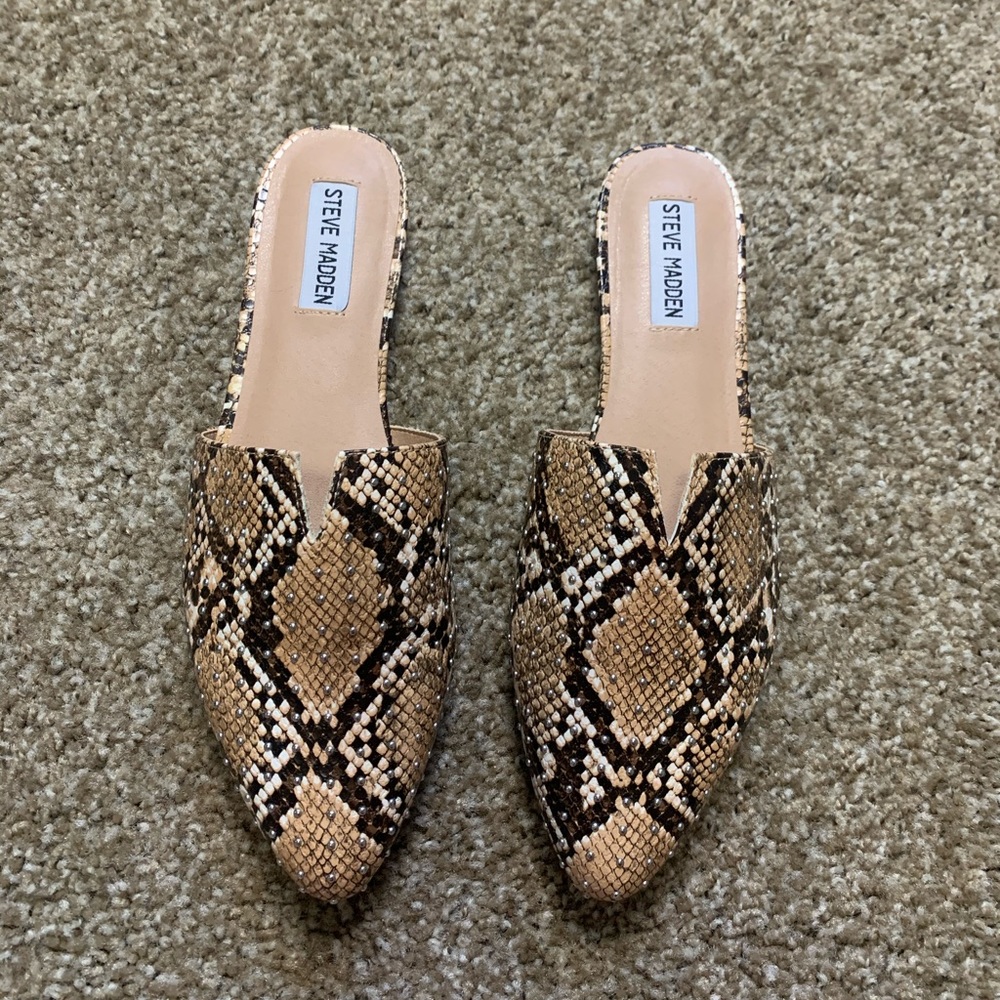 Snake print mules